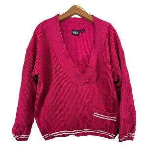 Vintage Dockers Womens Sweater Sz S Pink 90s Collegiate Oversize Chunky RARE